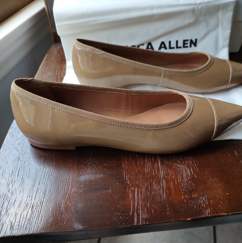 Rebecca Allen "The Skim" Women's Tan Caramel Nude 1 Patent Leather Flats Size 7 - Picture 4 of 9
